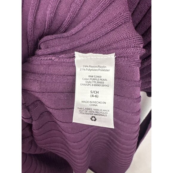 Time And Tru Womens Ribbed Long Cardigan Sweater In Purple Pearl Size S (4-6) 79 - Picture 5 of 7